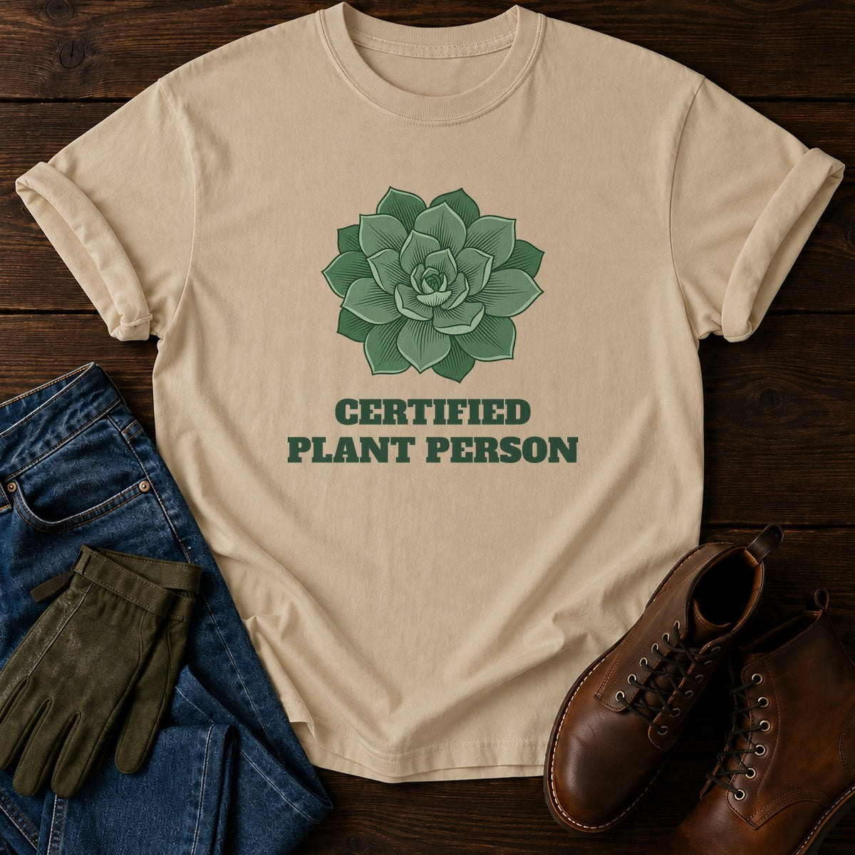 Certified Plant Person T-Shirt — Sandstone