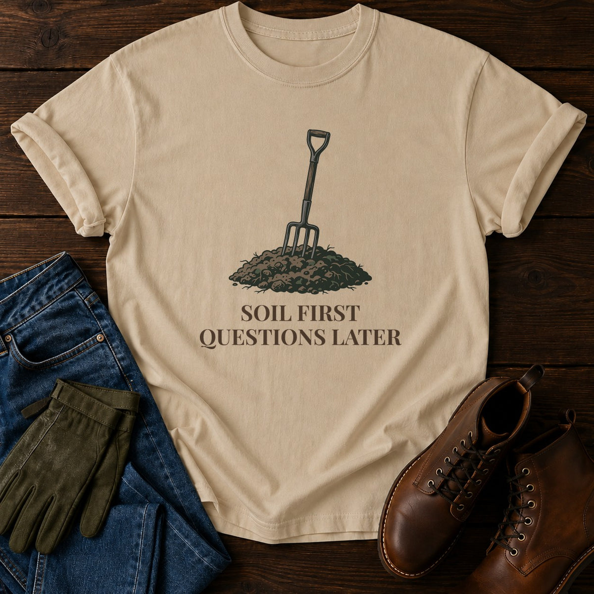 Soil First T-Shirt — Sandstone