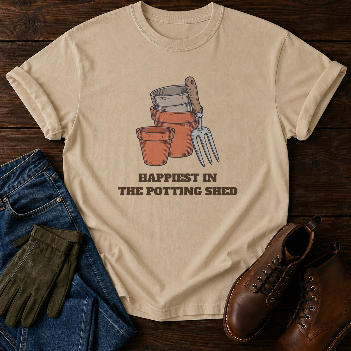 Potting Shed T-Shirt — Sandstone