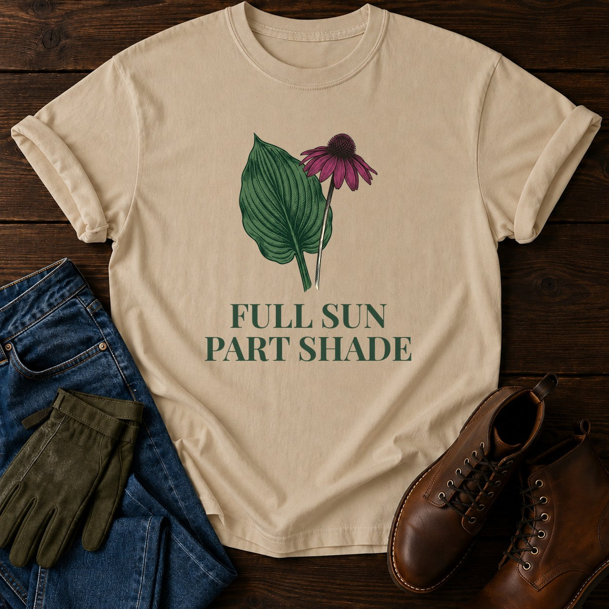 Full Sun Part Shade T-Shirt — Sandstone