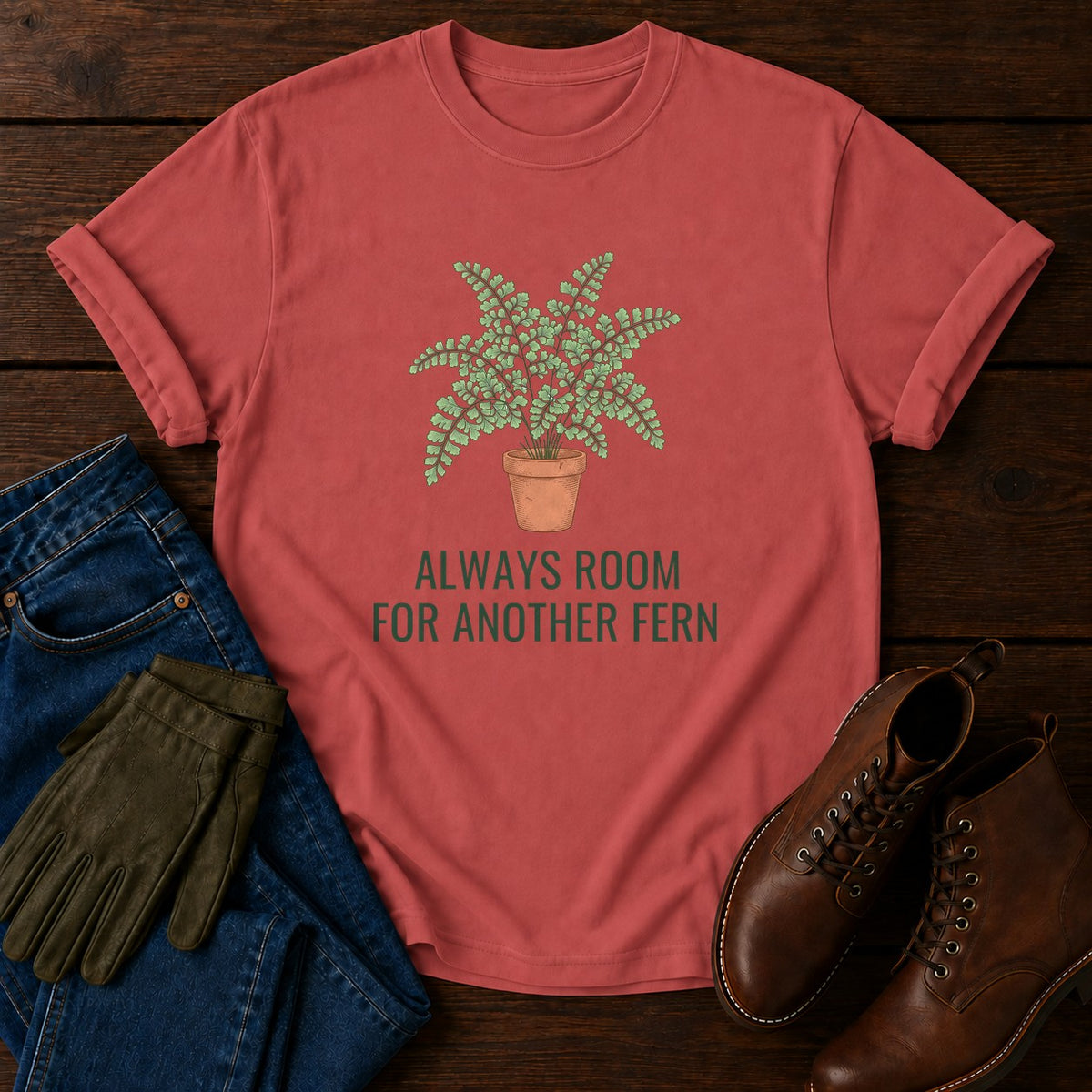 Another Fern T-Shirt — Crimson