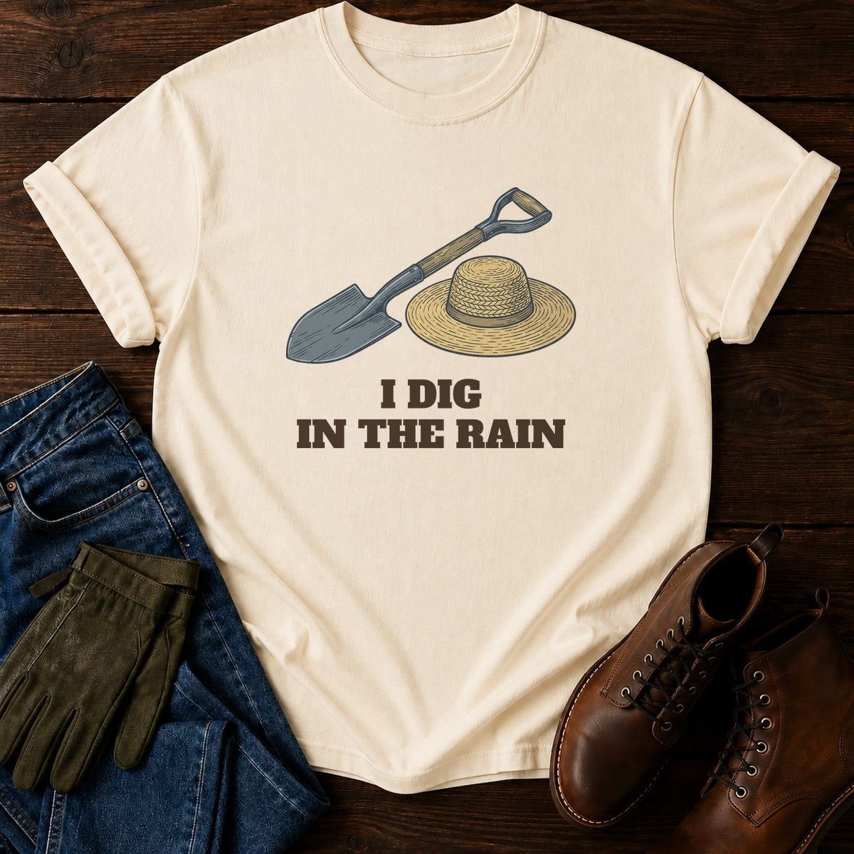 I Dig In The Rain T-Shirt — Ivory