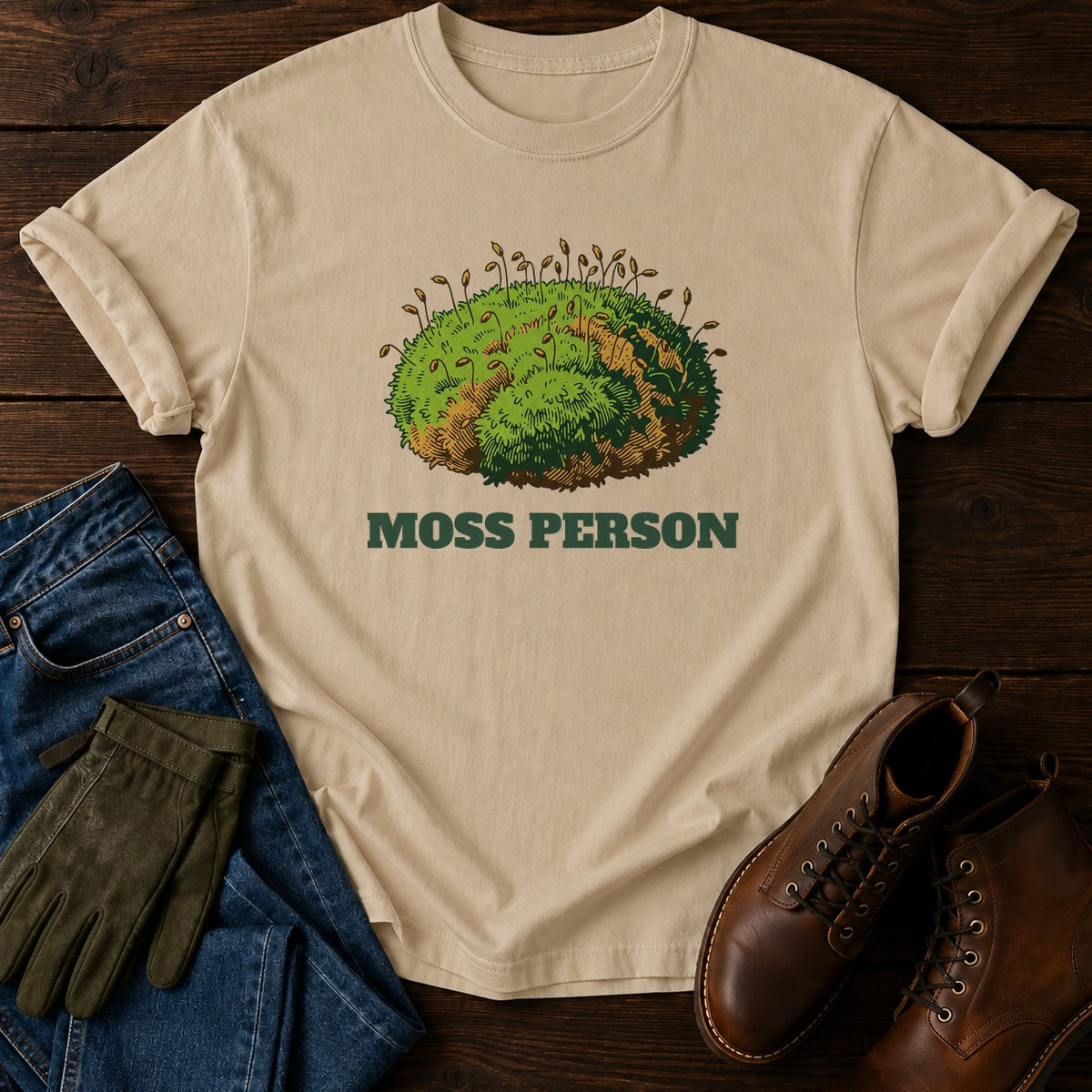 Moss Person T-Shirt — Sandstone
