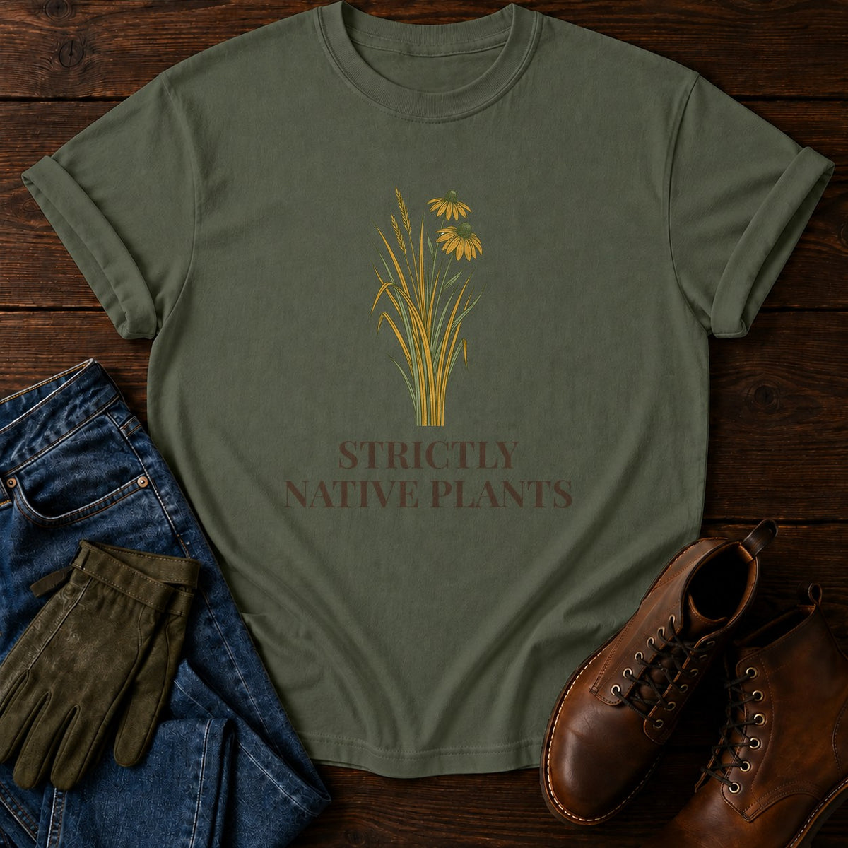 Strictly Native T-Shirt — Moss