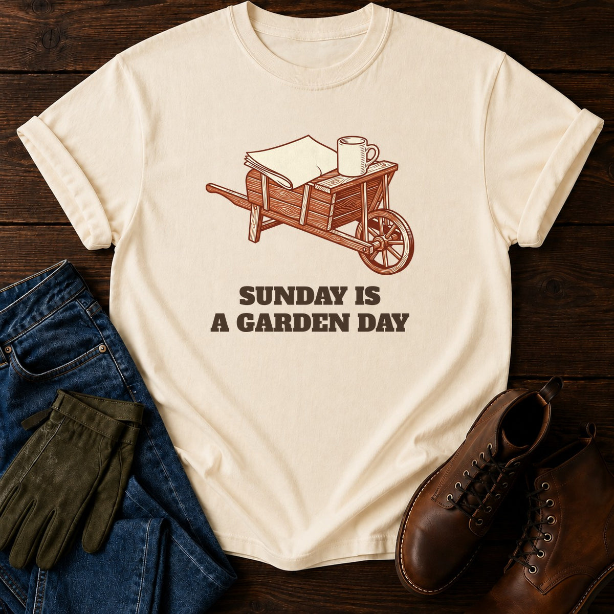 Sunday Is A Garden Day T-Shirt — Ivory