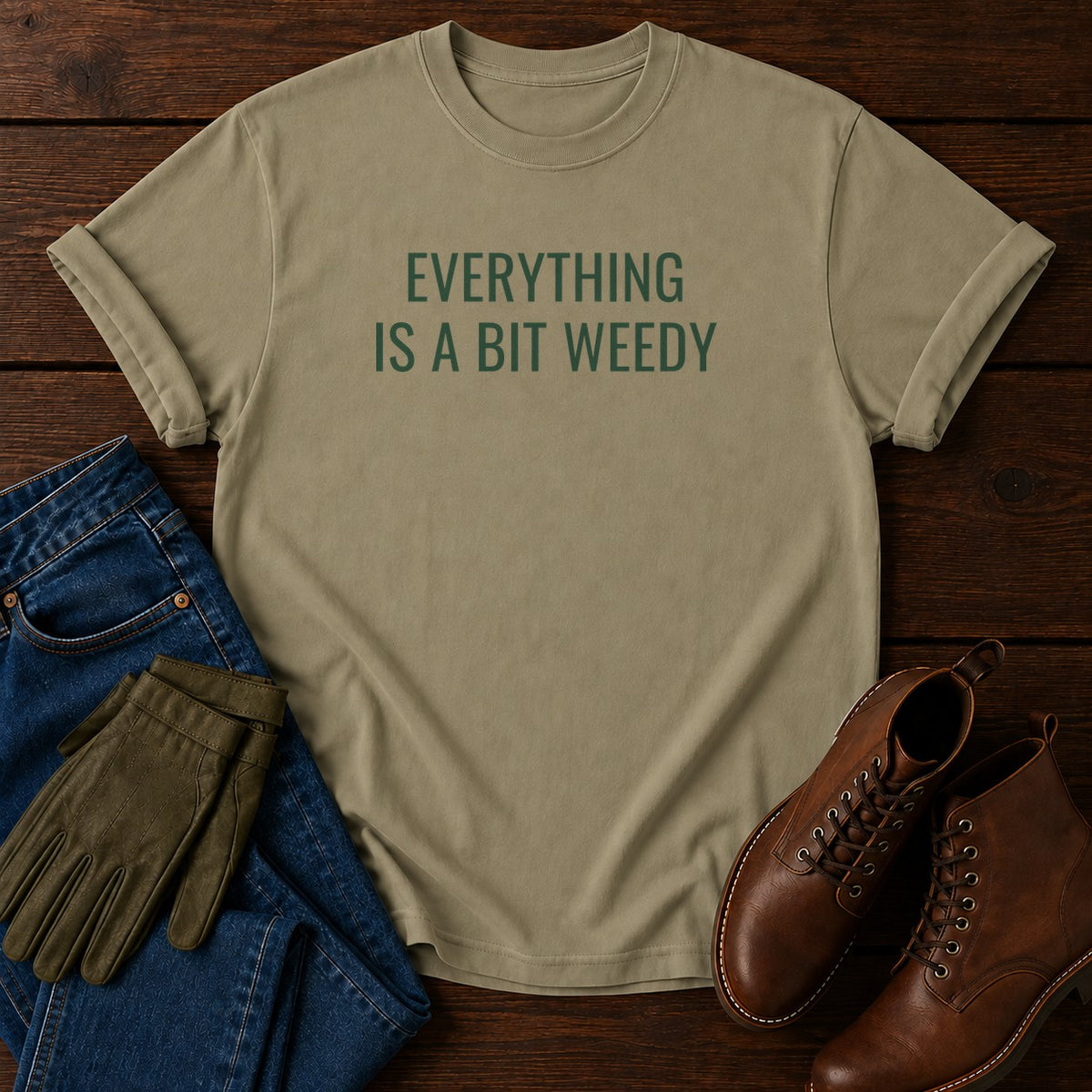 A Bit Weedy T-Shirt — Khaki