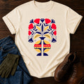 Folk Flower Symmetry T-Shirt — Ivory