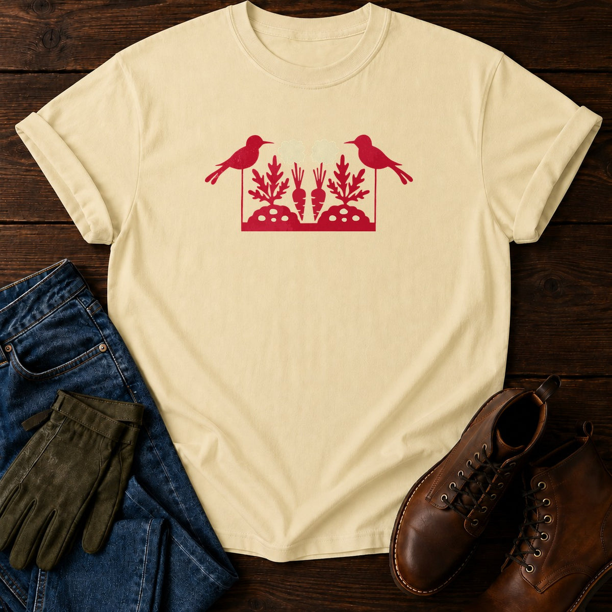 Papercut Garden Row T-Shirt — Butter