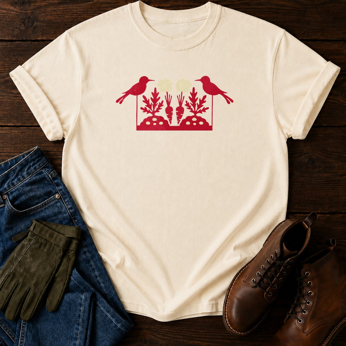 Papercut Garden Row T-Shirt — Ivory