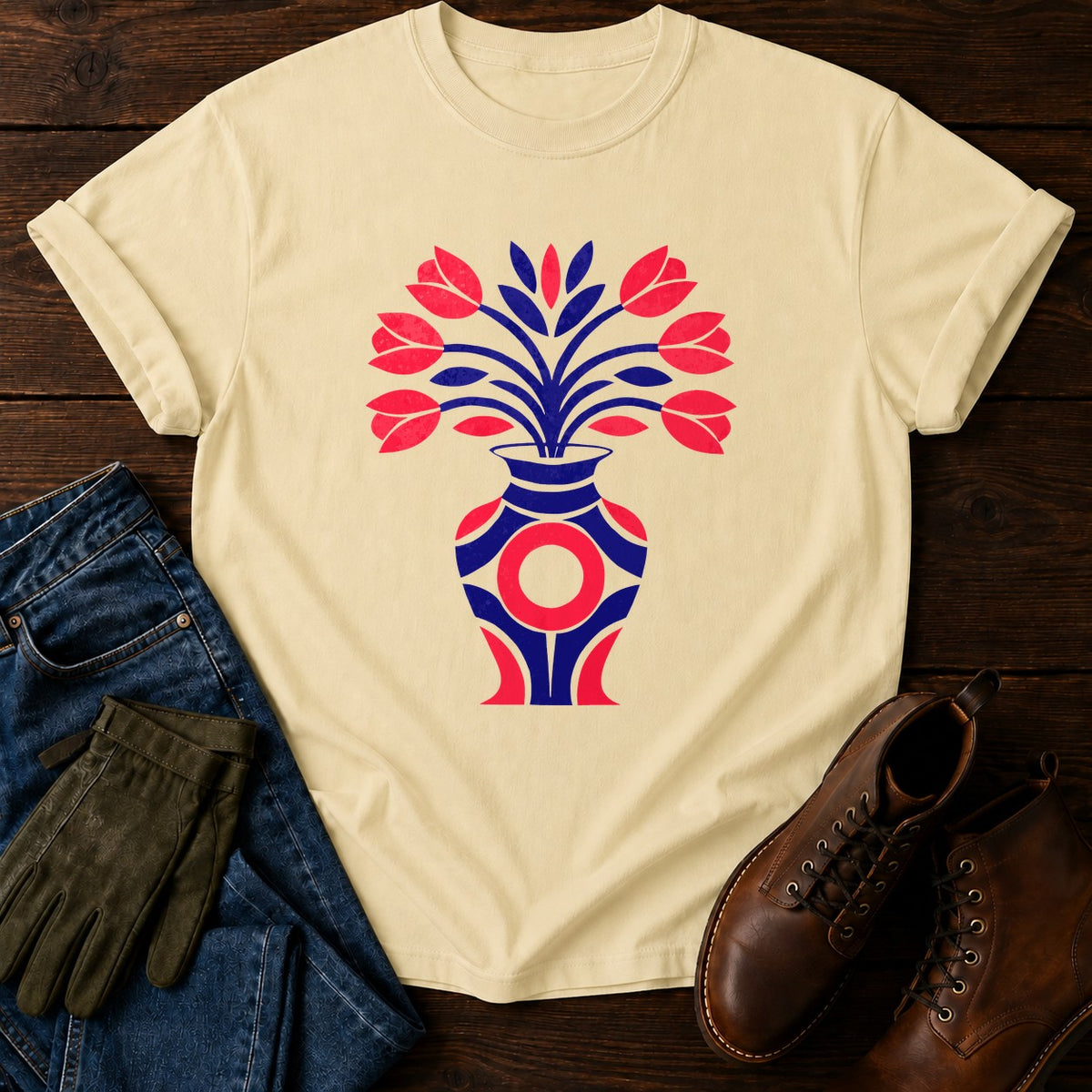 Cut Paper Tulips T-Shirt — Butter