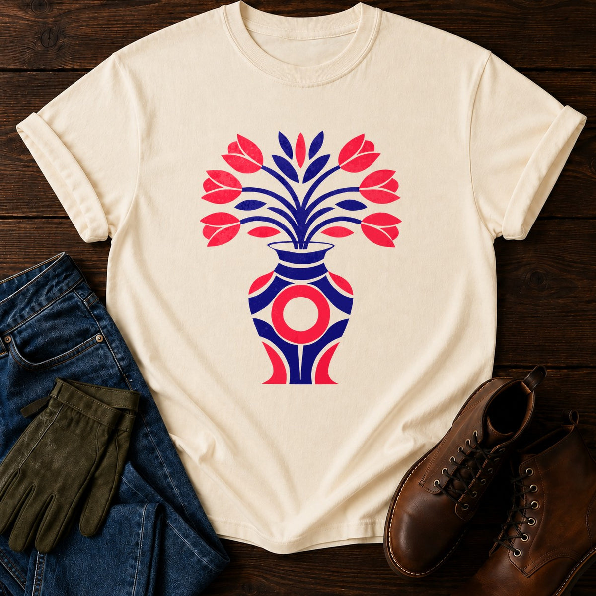 Cut Paper Tulips T-Shirt — Ivory