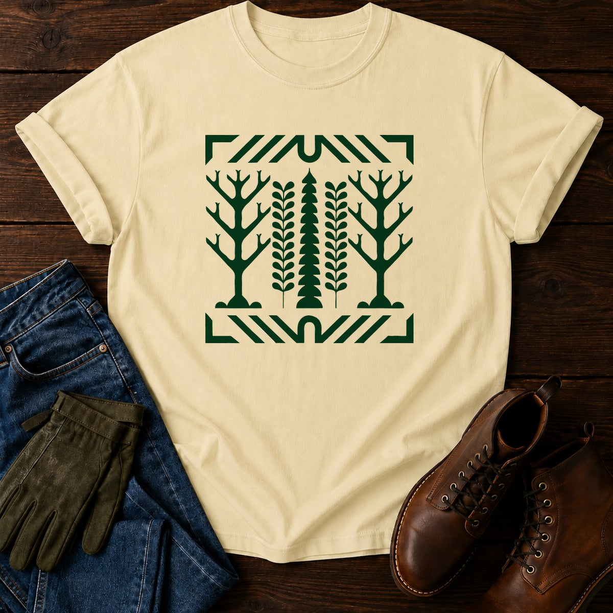 Scandi Pine And Fern T-Shirt — Butter
