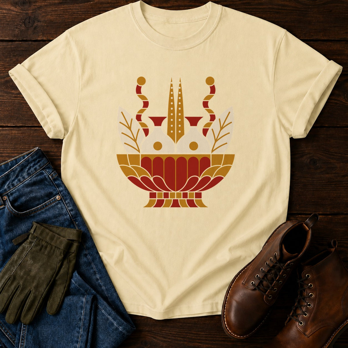 Folk Harvest Basket T-Shirt — Butter