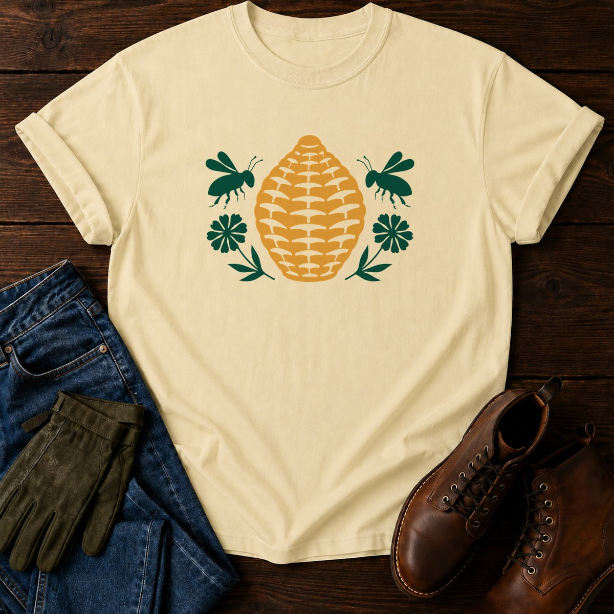 Papercut Beehive T-Shirt — Butter