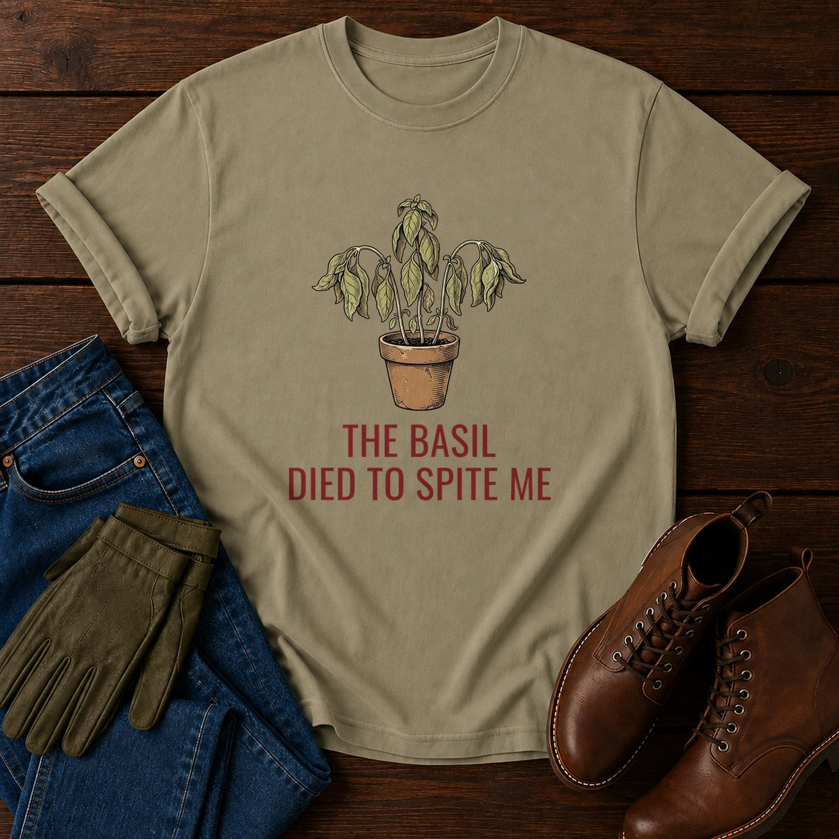 Died To Spite Me T-Shirt — Khaki