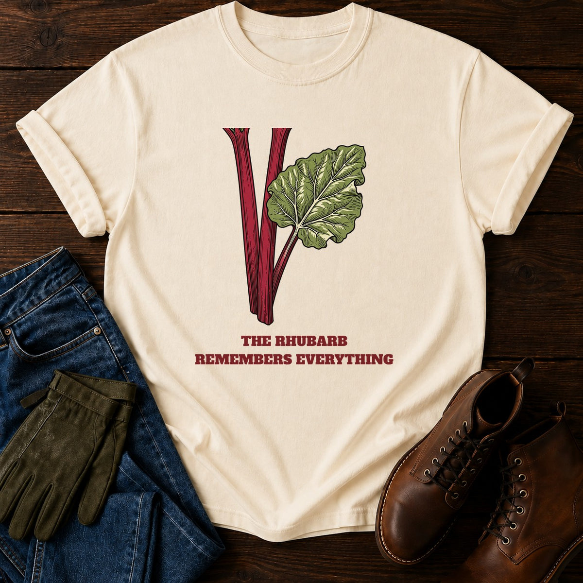 Rhubarb Remembers T-Shirt — Ivory