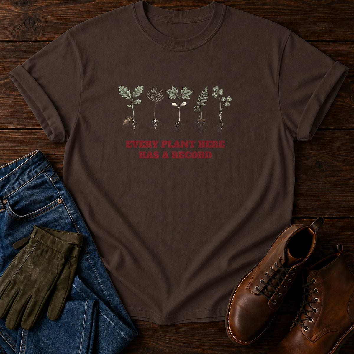 Has A Record T-Shirt — Espresso