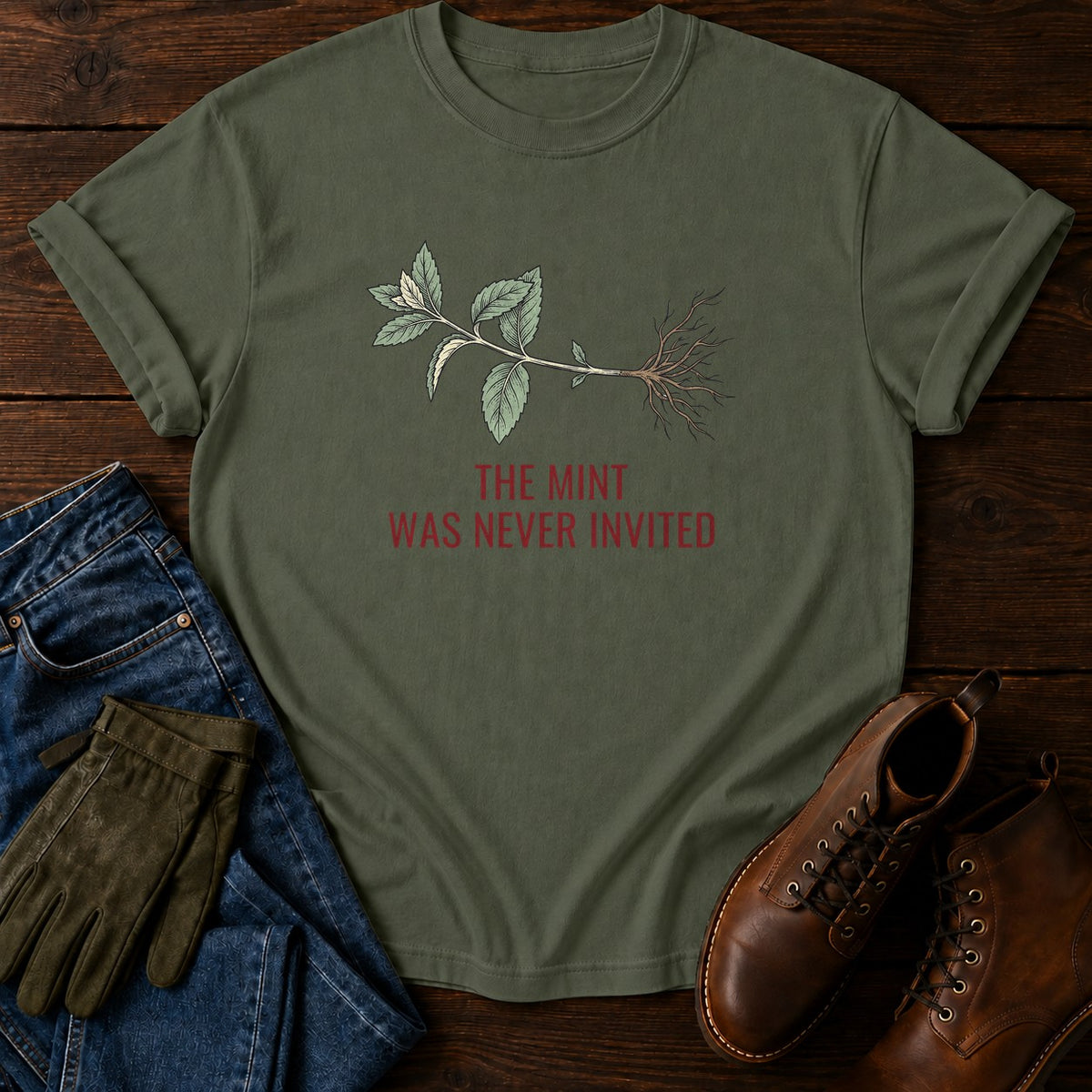 Never Invited T-Shirt — Moss