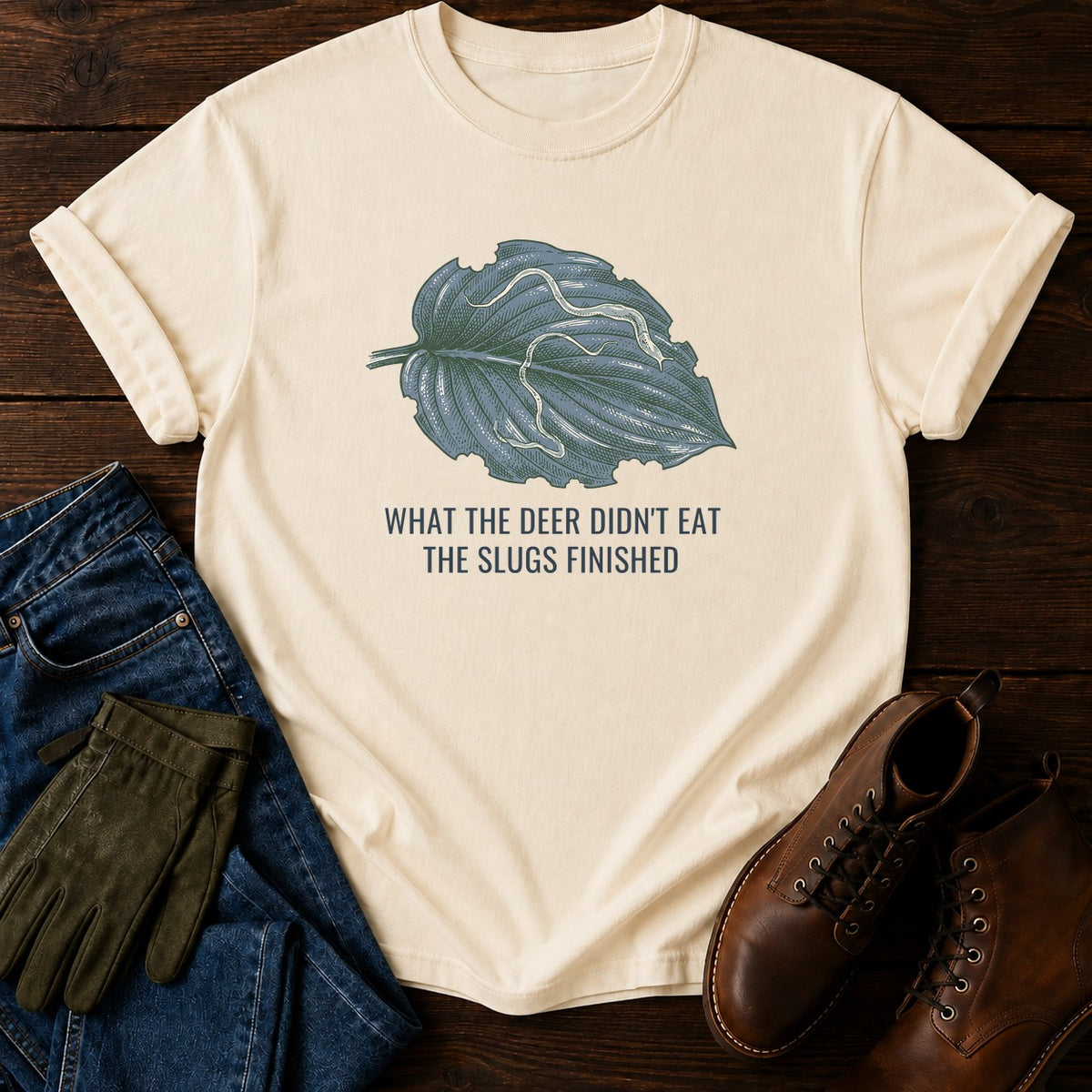 Deer And Slugs T-Shirt — Ivory