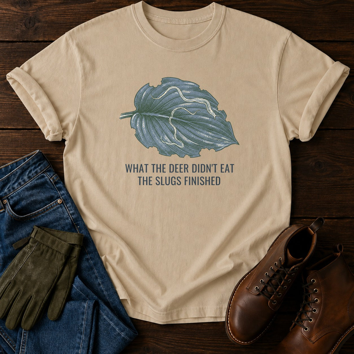 Deer And Slugs T-Shirt — Sandstone