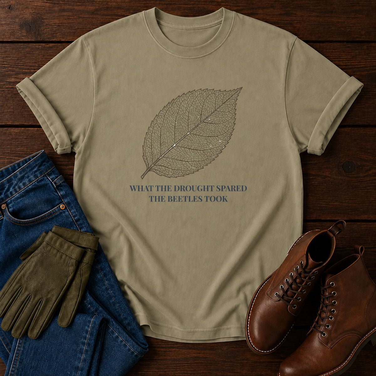 Drought And Beetles T-Shirt — Khaki