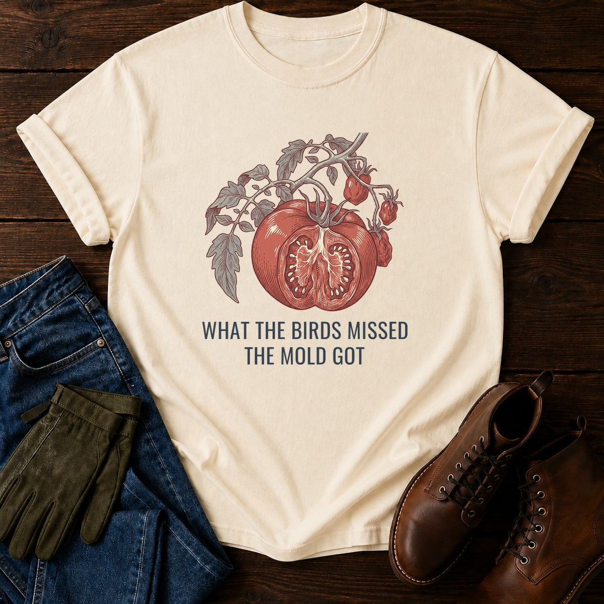 Birds And Mold T-Shirt — Ivory