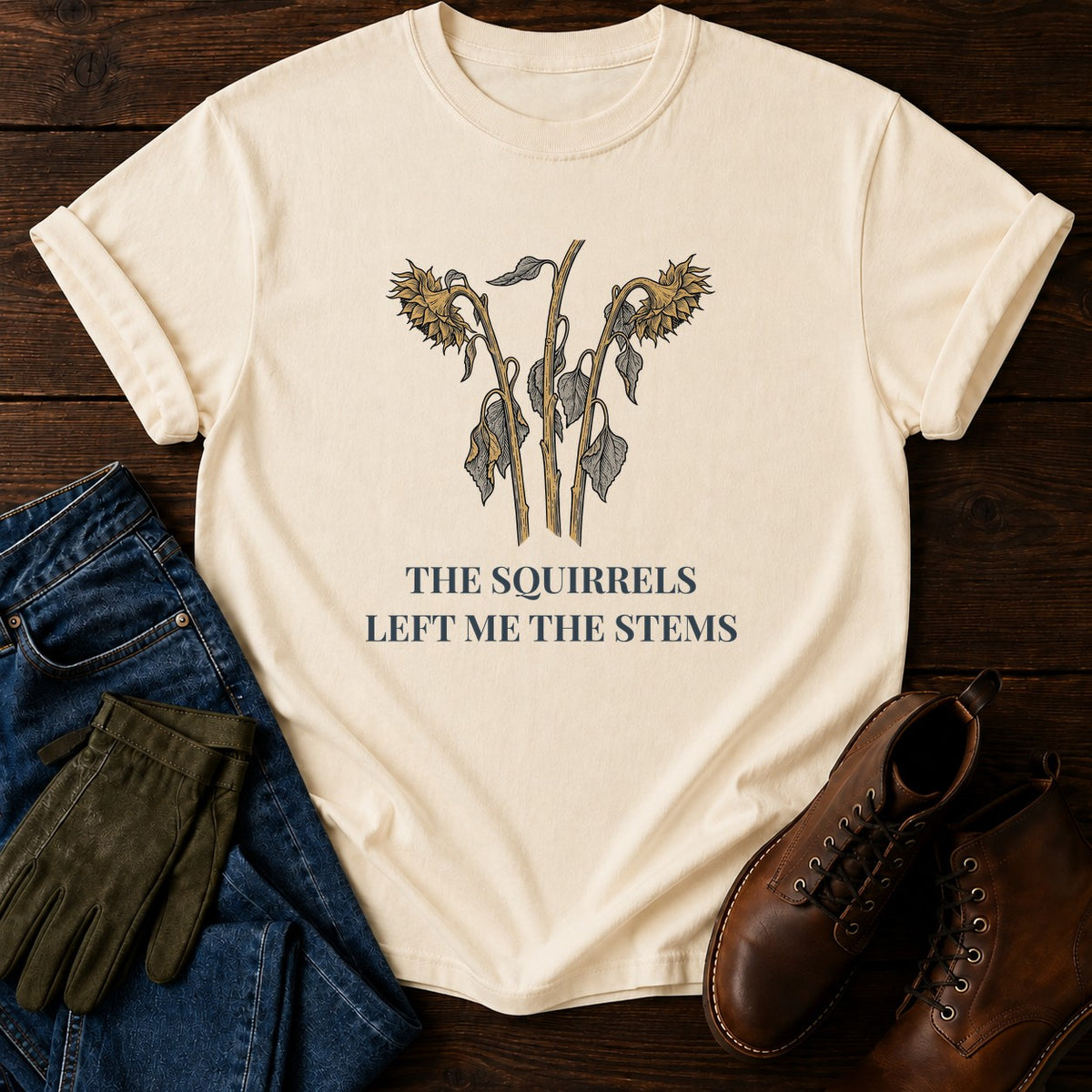 Left Me The Stems T-Shirt — Ivory
