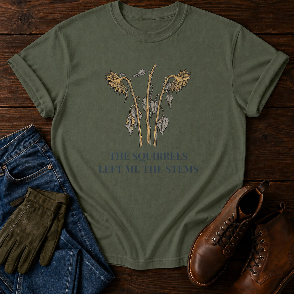 Left Me The Stems T-Shirt — Moss