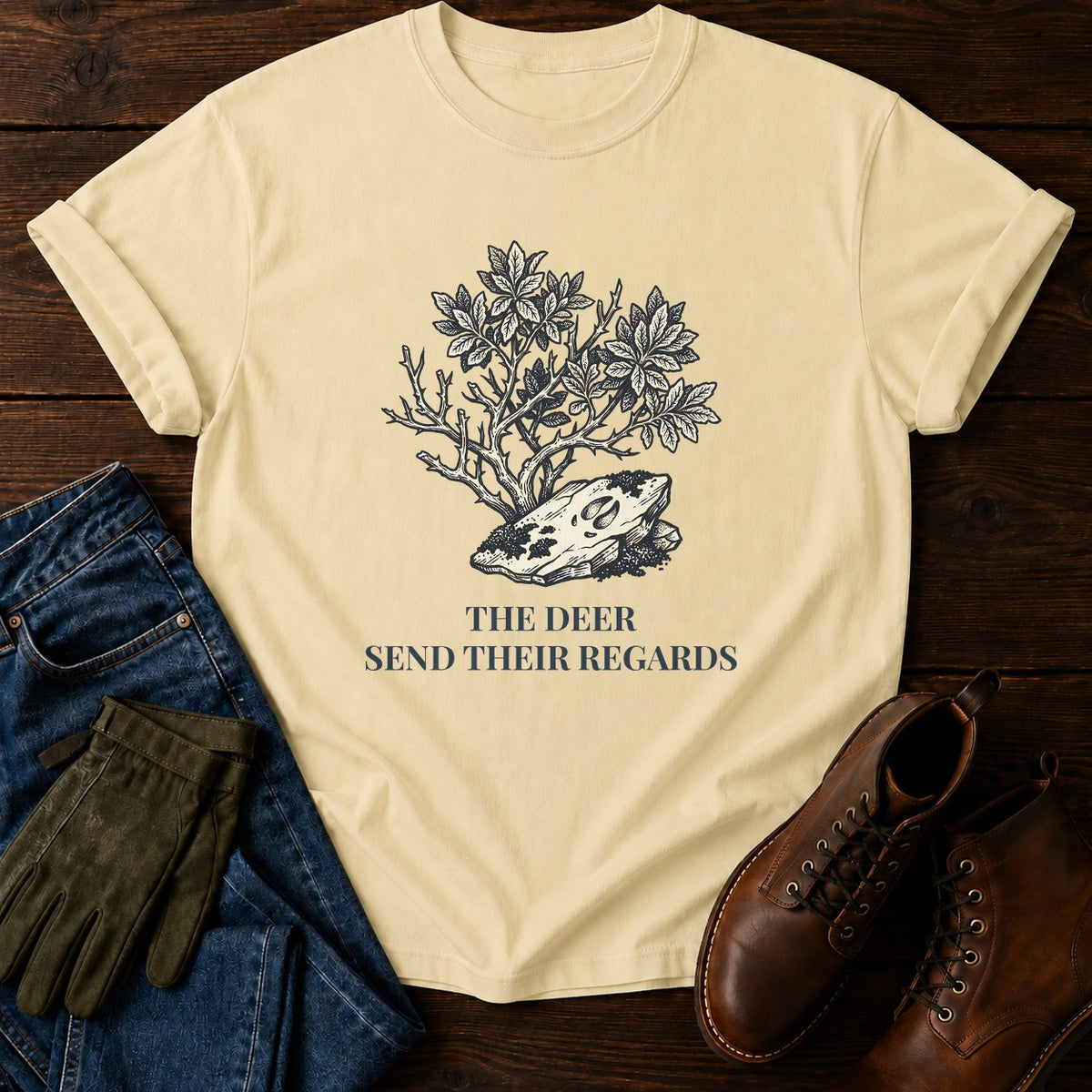Deer Send Regards T-Shirt — Butter