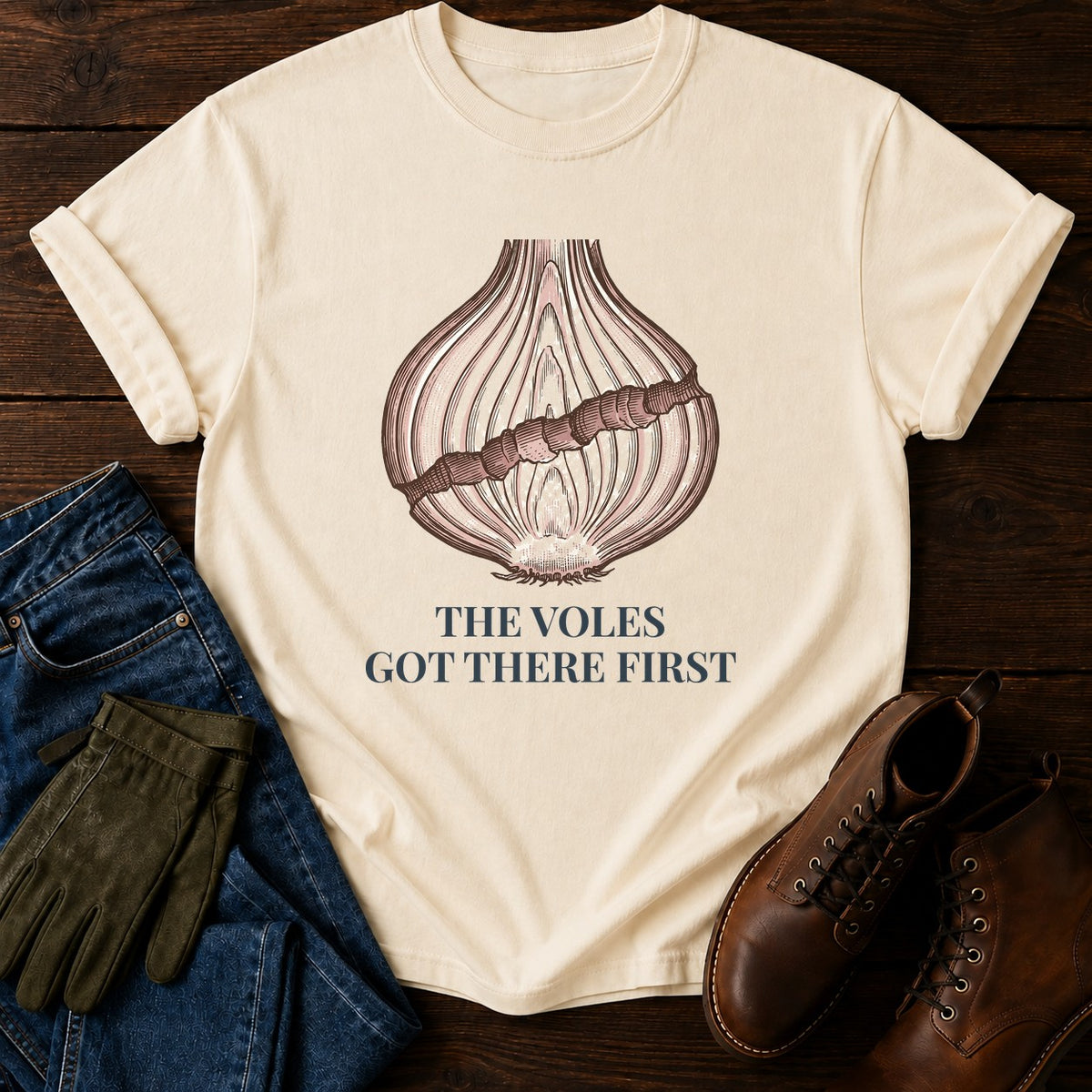 Voles Got There First T-Shirt — Ivory