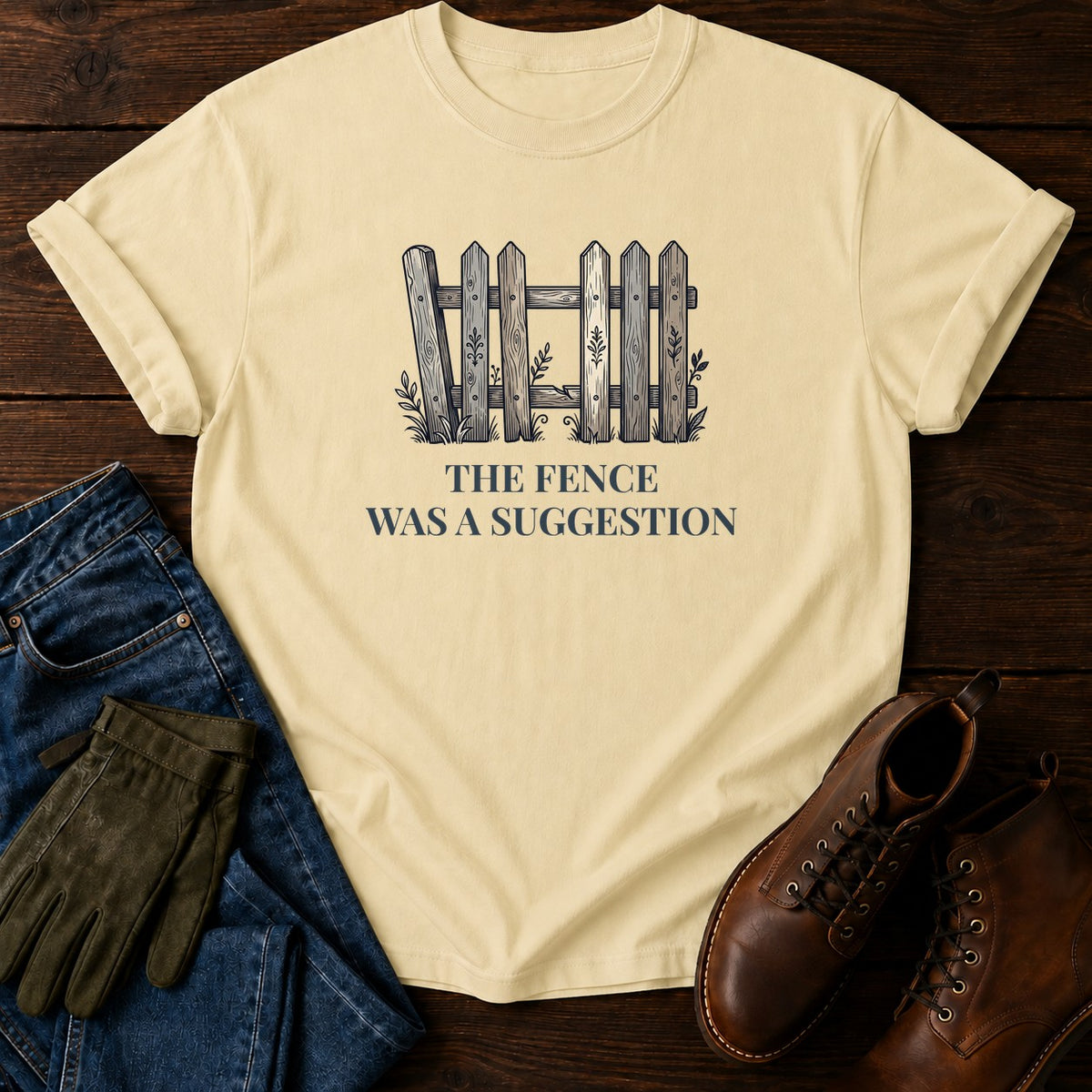 Fence Was A Suggestion T-Shirt — Butter