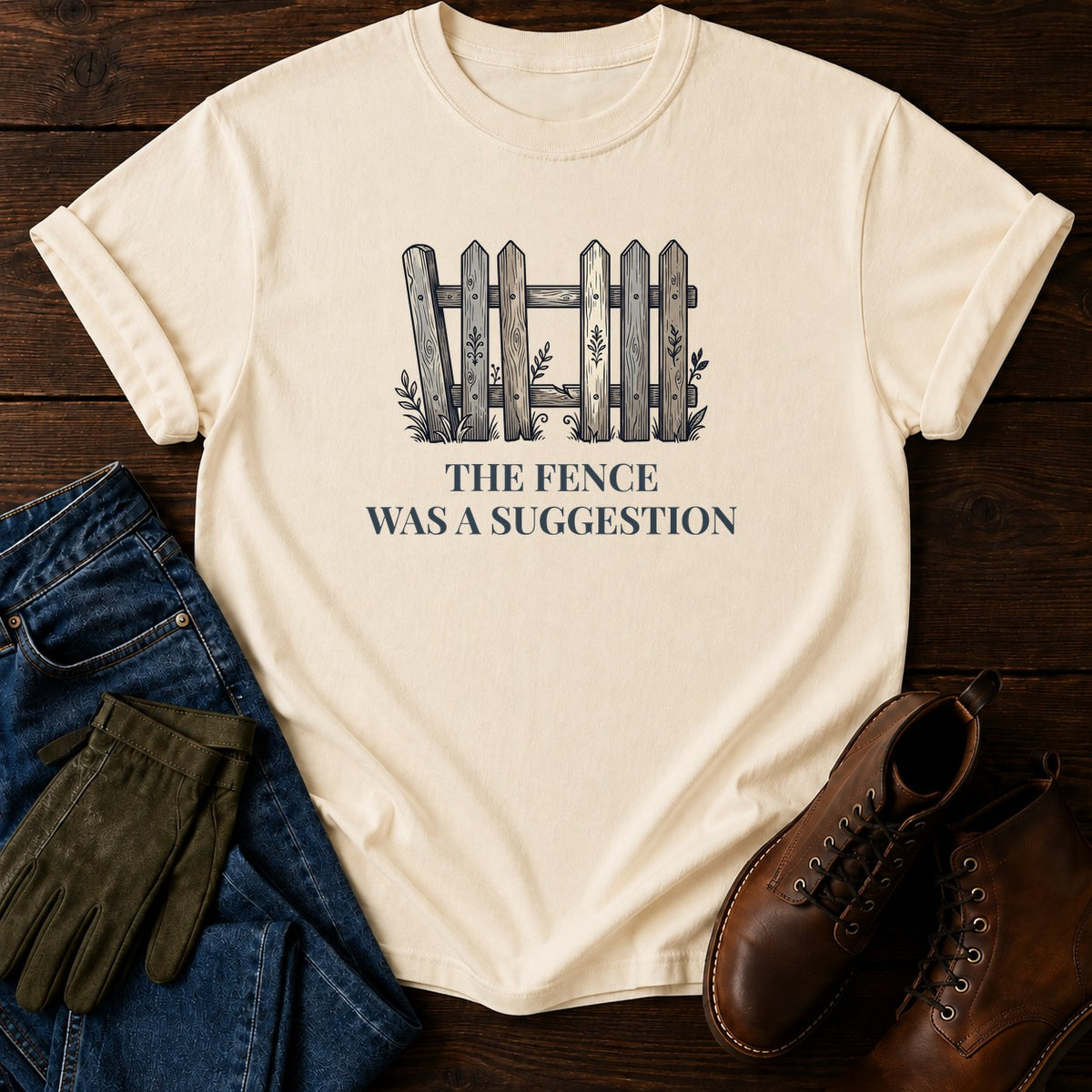 Fence Was A Suggestion T-Shirt — Ivory