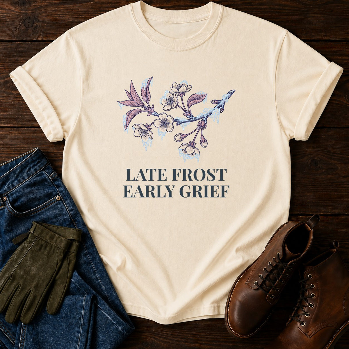 Late Frost Early Grief T-Shirt — Ivory