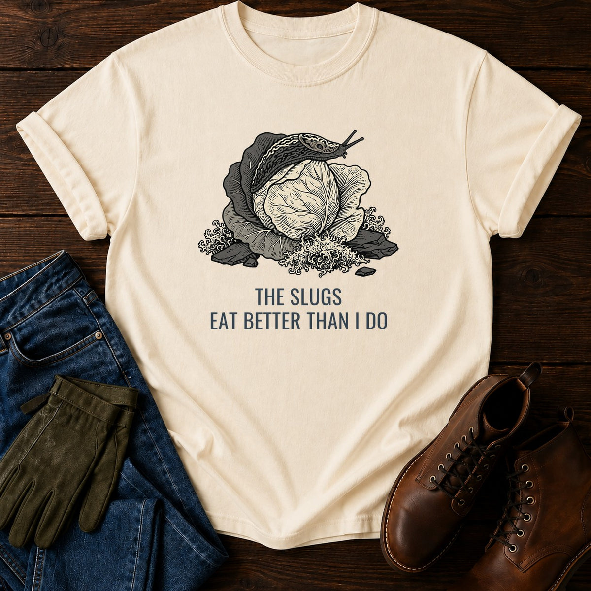 Slugs Eat Better T-Shirt — Ivory