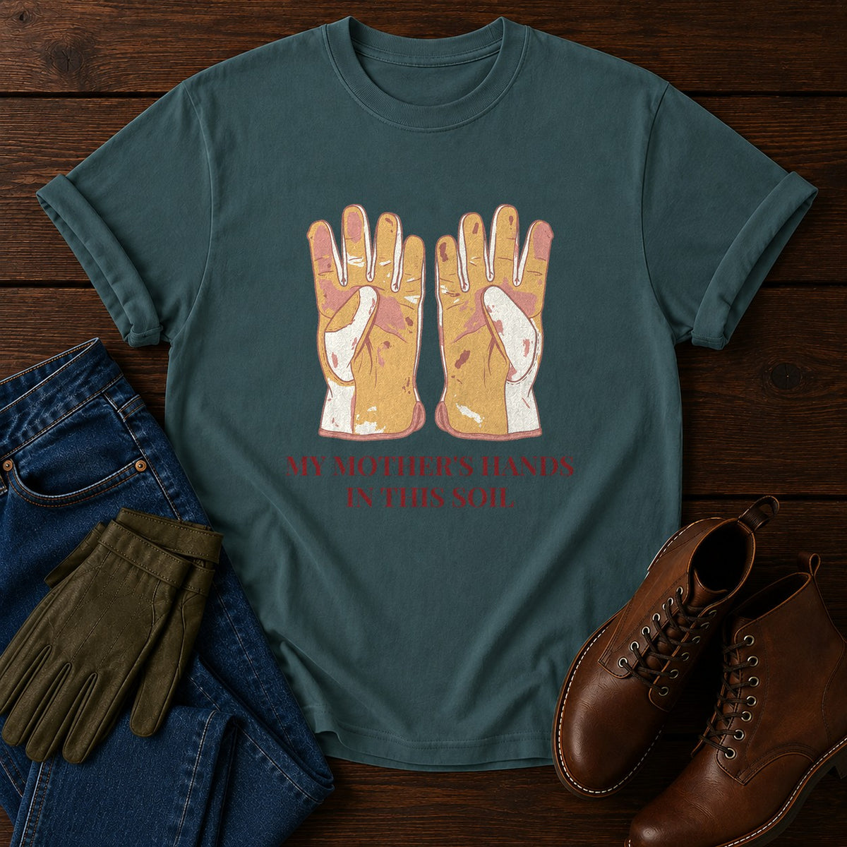 My Mother's Hands T-Shirt — Blue Spruce