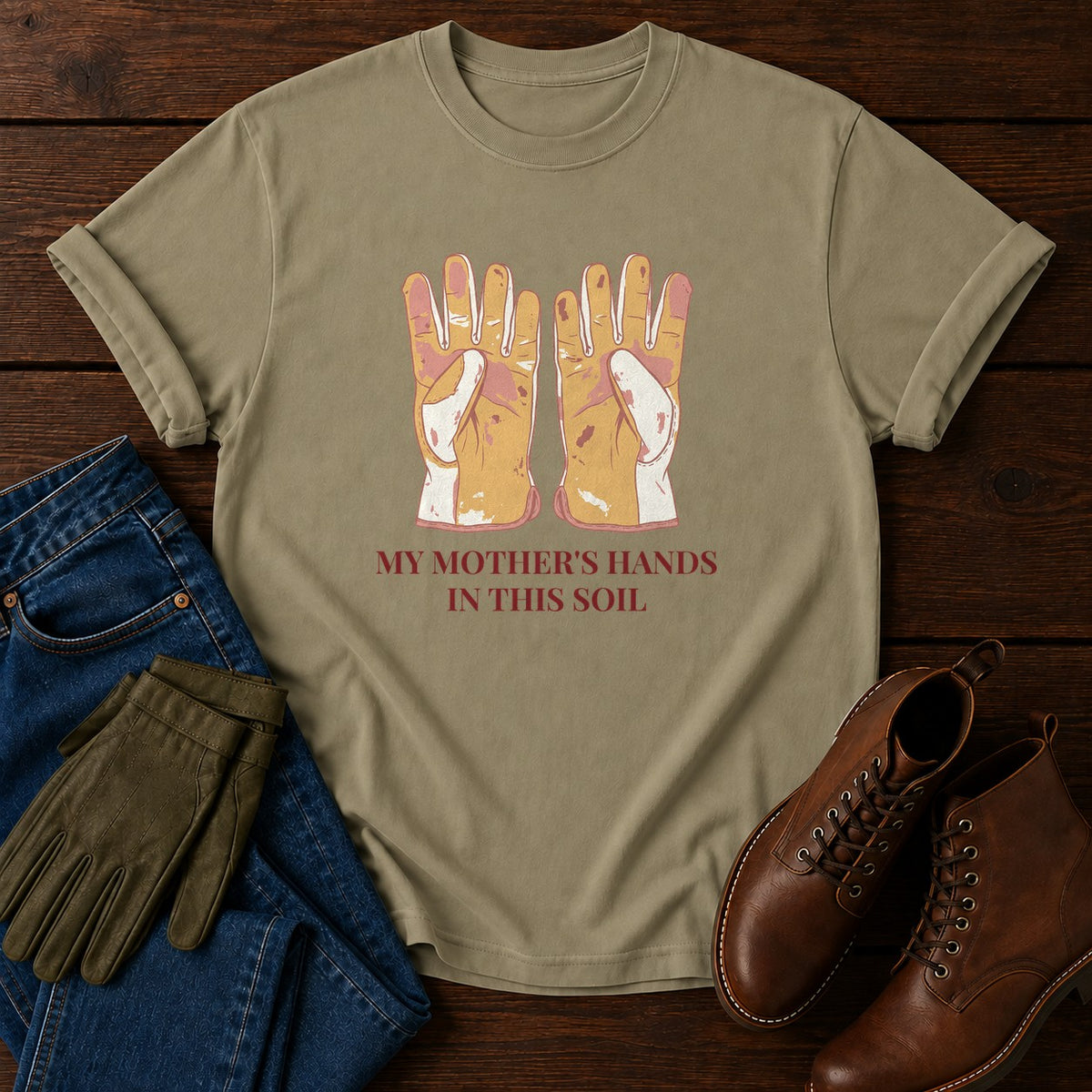 My Mother's Hands T-Shirt — Khaki