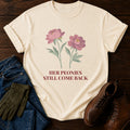 Her Peonies T-Shirt — Ivory