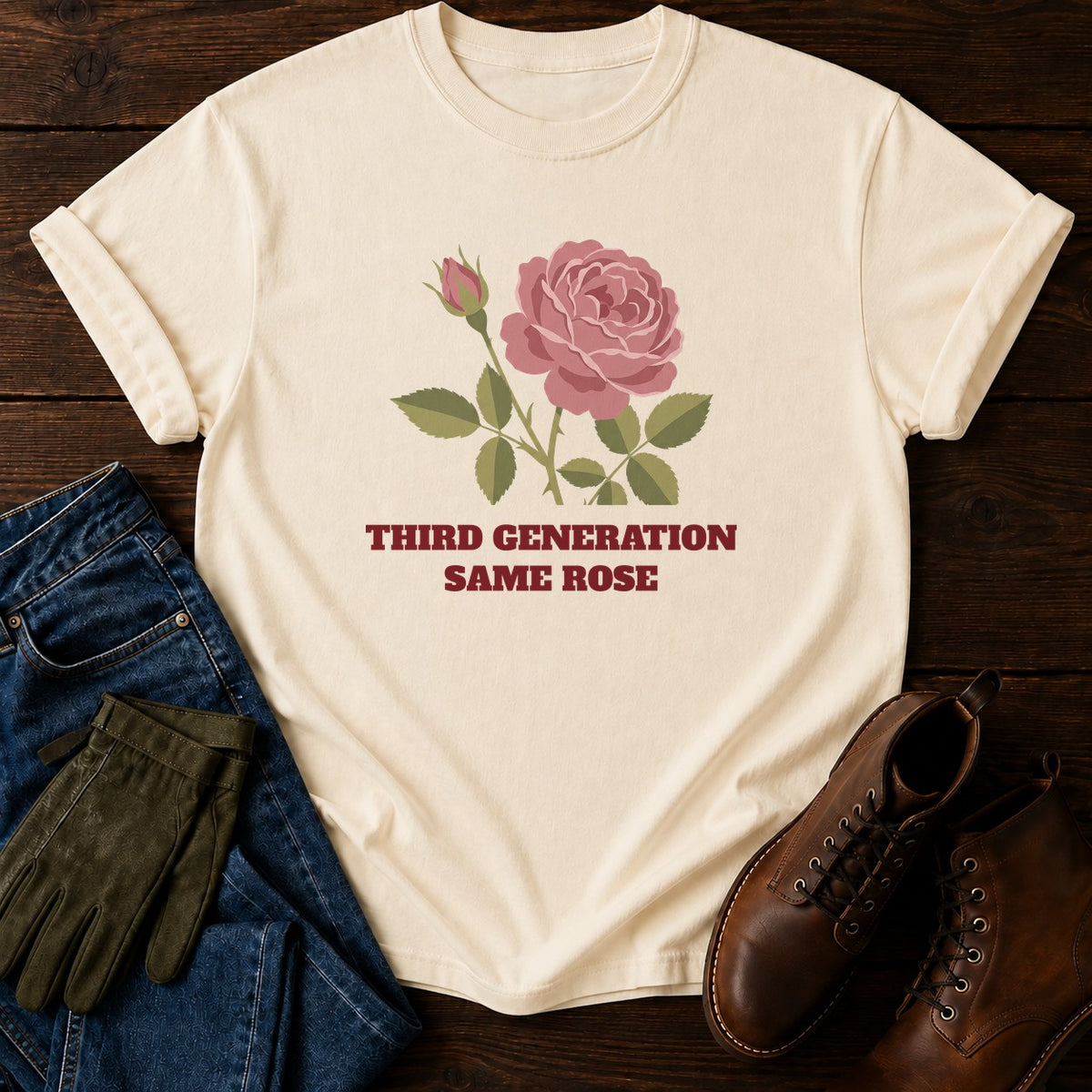 Third Generation Rose T-Shirt — Ivory