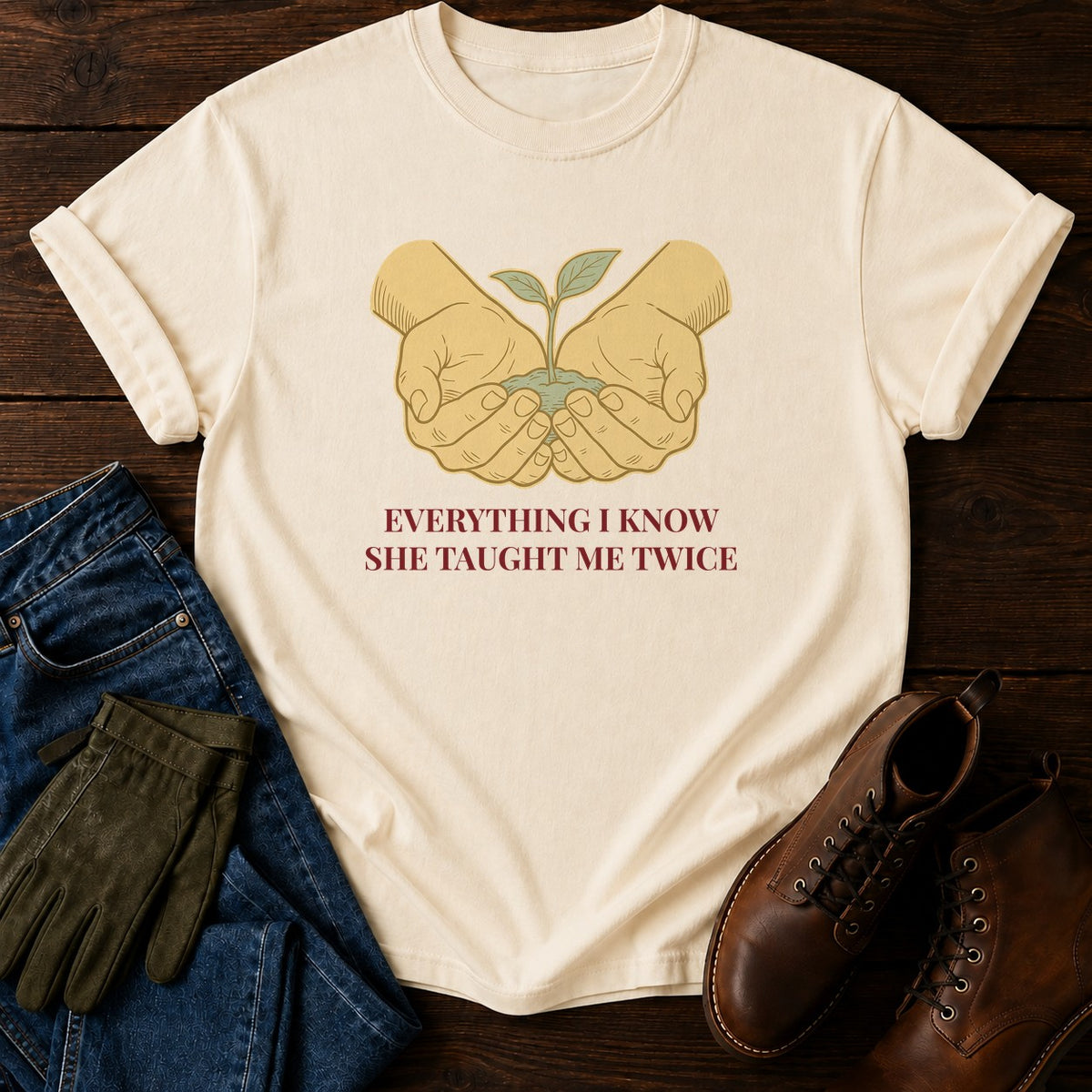 She Taught Me Twice T-Shirt — Ivory