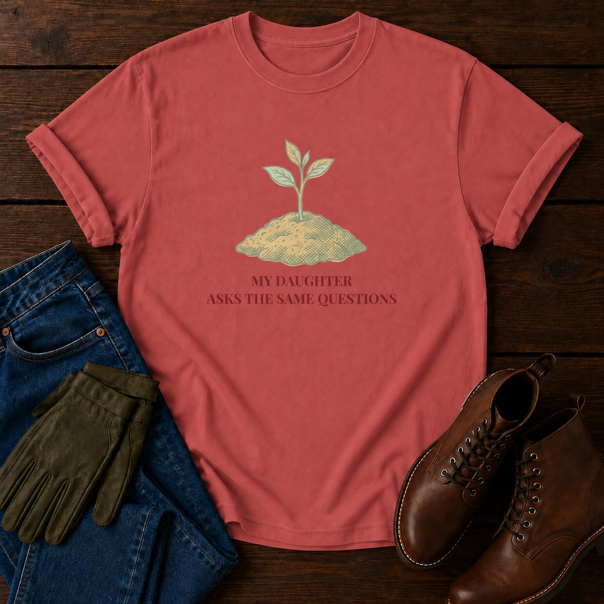 The Same Questions T-Shirt — Crimson