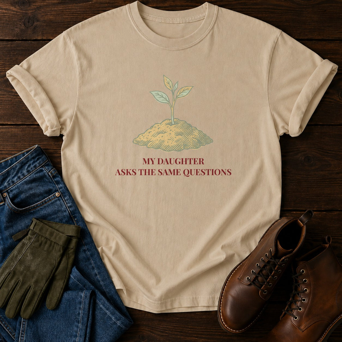 The Same Questions T-Shirt — Sandstone