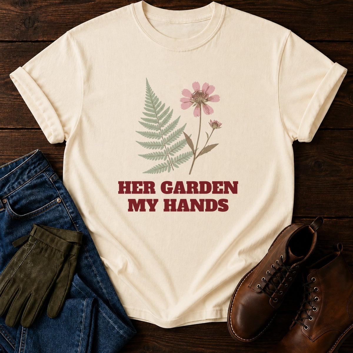 Her Garden My Hands T-Shirt — Ivory