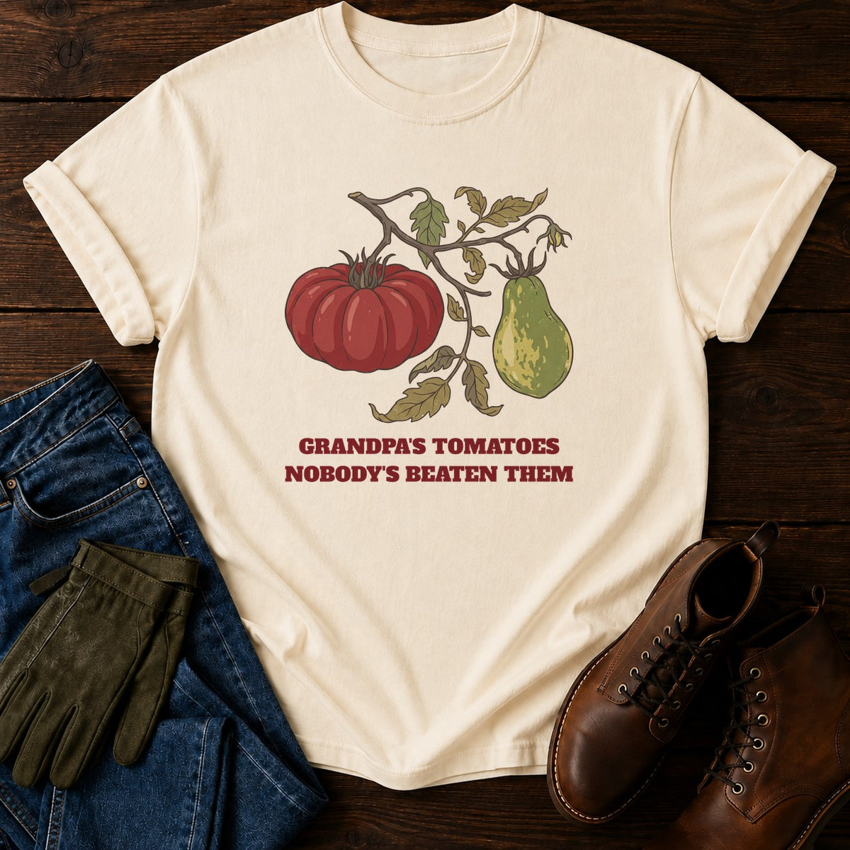 Grandpa's Tomatoes T-Shirt — Ivory