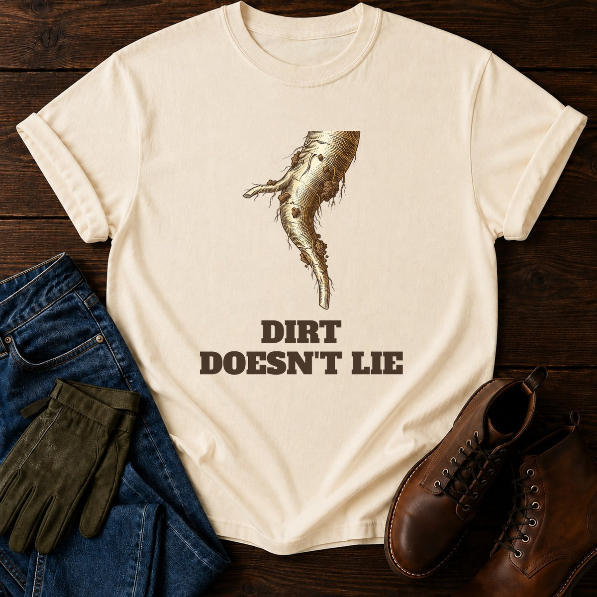 Dirt Doesn't Lie T-Shirt — Ivory