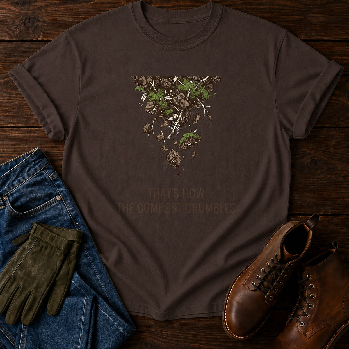The Compost Crumbles T-Shirt — Espresso