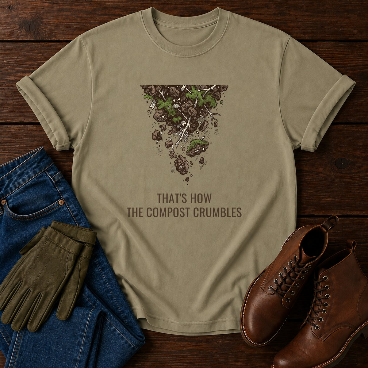The Compost Crumbles T-Shirt — Khaki