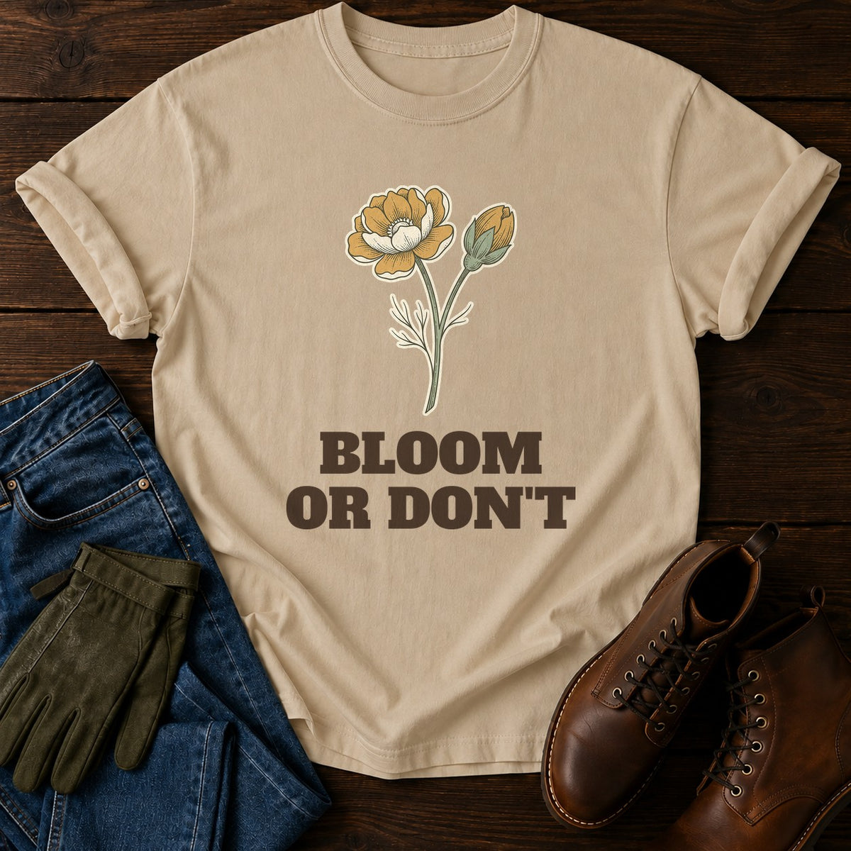 Bloom Or Don't T-Shirt — Sandstone