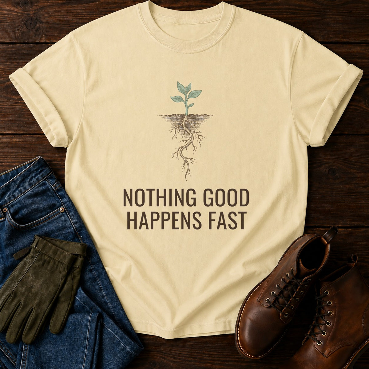 Nothing Happens Fast T-Shirt — Butter