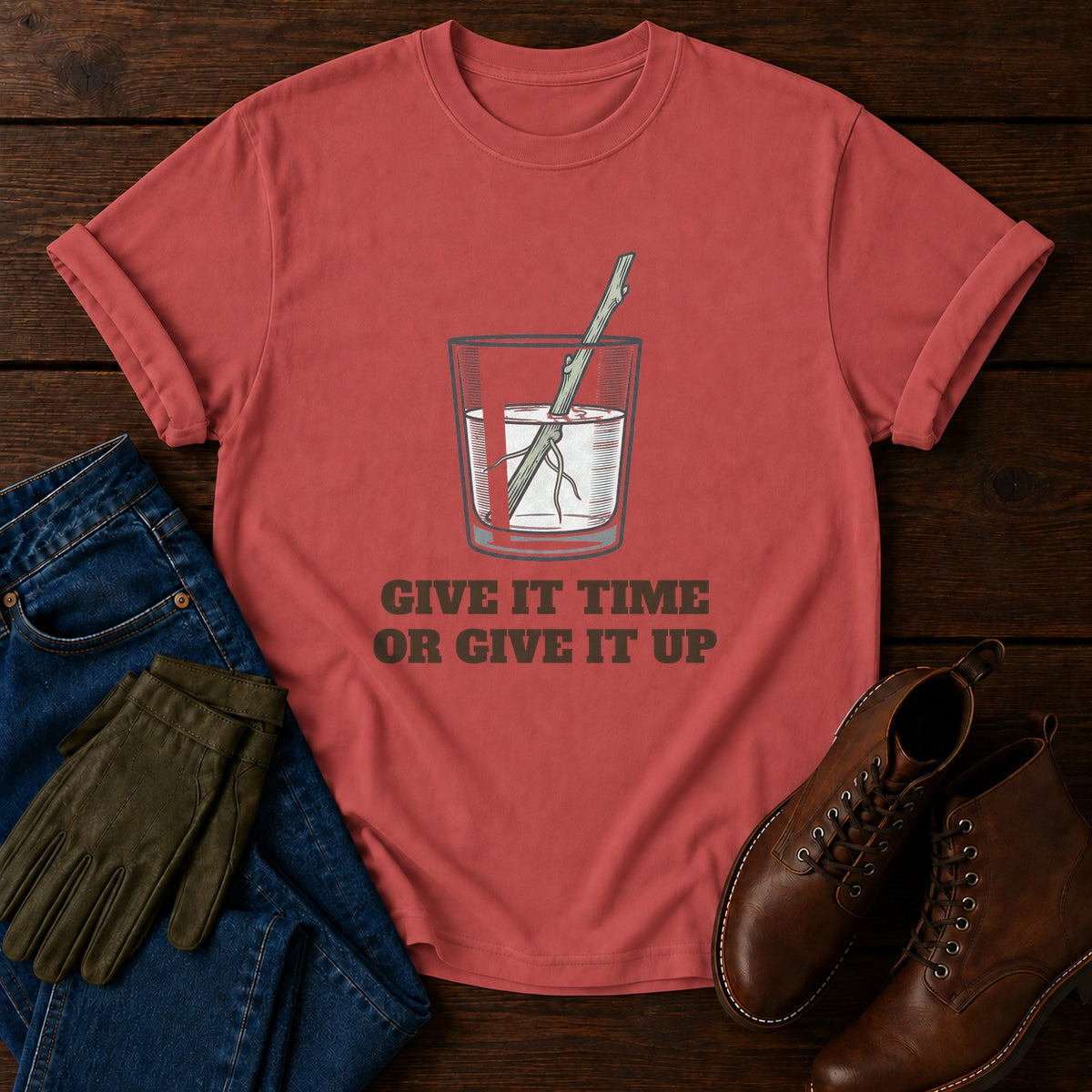 Give It Time T-Shirt — Crimson