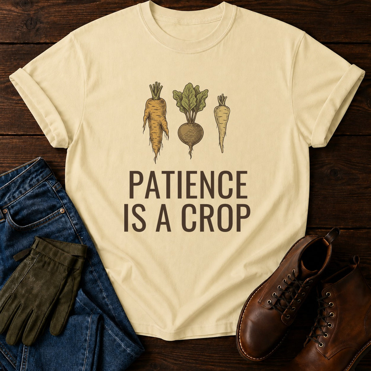 Patience Is A Crop T-Shirt — Butter